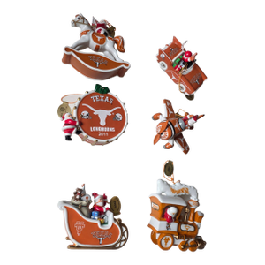 Six Vintage Porcelain Texas Longhorns Ornaments