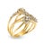 Contemporary 10K Yellow Gold 1/2 Cttw Diamond Crossover 3 Leaf Floral Cocktail Ring Band (H-I Color, SI1-SI2 Clarity) - Size 7 For Sale - Image 3 of 7