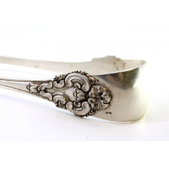 Silver Ice Tongs with Gold-Colored Claws, Raised Temples and Grooves For Sale - Image 6 of 9