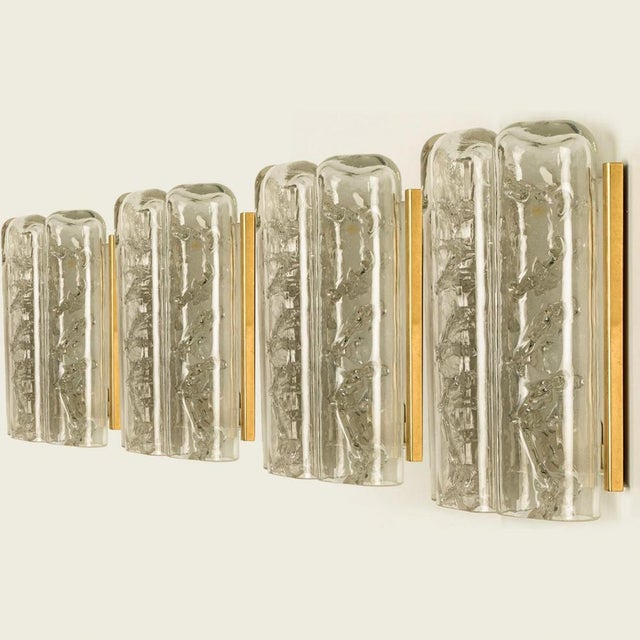 1960s Structured Blown Glass and Brass Wall Sconces by Doria, 1960 For Sale - Image 5 of 12