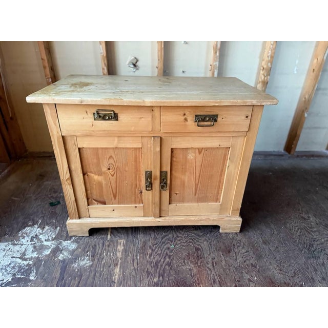 Vintage Rustic Style Natural Pine Buffet Cupboard Cabinet For Sale - Image 4 of 14