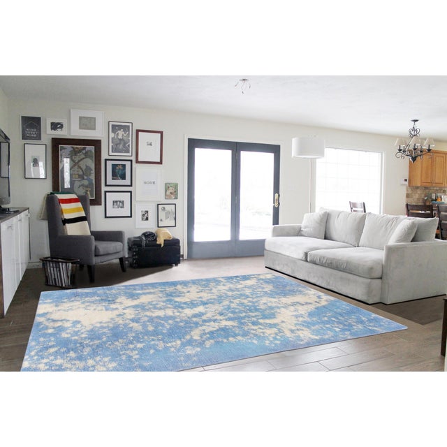 Overdye Blue Wool Area Rug- 3' 1" X 5' 0" For Sale - Image 4 of 4
