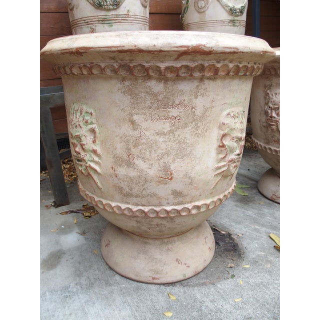 Early 21st Century Pair of French Handmade Terracotta Anduze Planters With Satyre Masks For Sale - Image 5 of 16