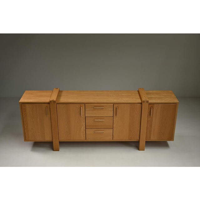 Large Brustalist Oak Sideboard, Belgium, 1990s For Sale - Image 4 of 9