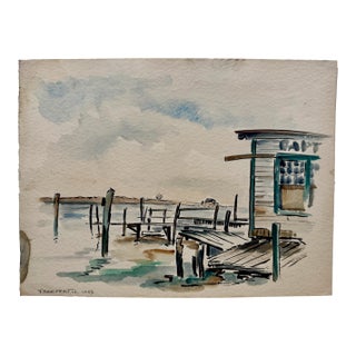 Henry Emil Salloch Original Watercolor on Paper Freeport, Long Island. 1953. For Sale