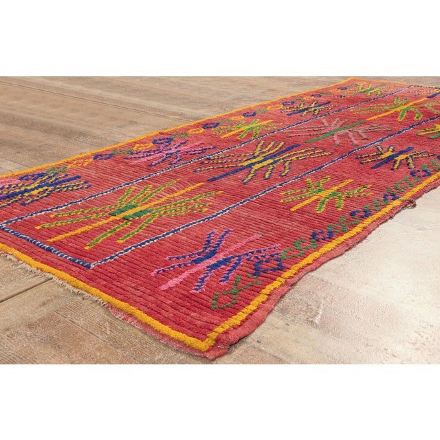 Red Vintage Azilal Moroccan Rug, 03'09 X 08'09 For Sale - Image 8 of 10