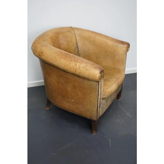 1970s Vintage Dutch Cognac Colored Leather Club Chair For Sale - Image 5 of 17