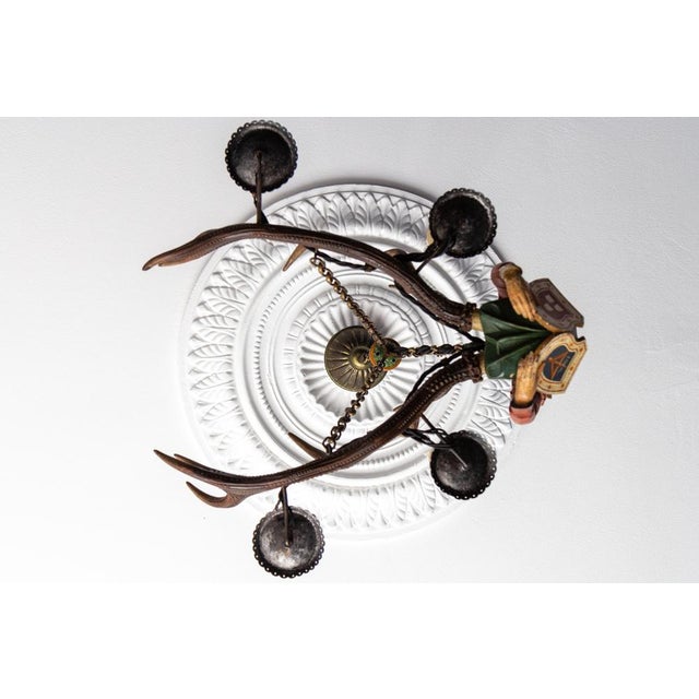 Antique Carved Wooden Four-Light Chandelier, 1890s For Sale - Image 16 of 18