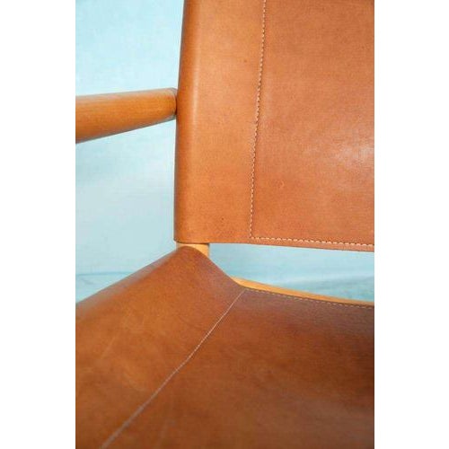 Danish Safari Armchair in Beech Wood and Leather, 1970s For Sale - Image 3 of 18