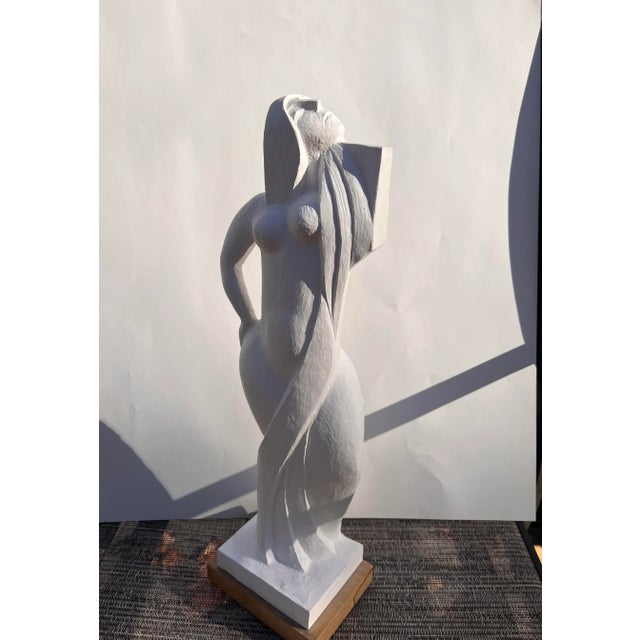 Abstract female nude, plaster maquette done as a model for a marble sculpture. From the estate of the artist, Tony Trezza....