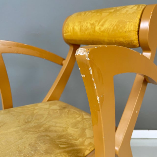 Italian Modern Yellow Fabric and Wooden Chair from Bros/S, 1980s For Sale - Image 10 of 18