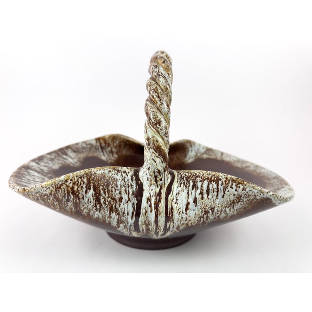 Accolay Accolay Ceramic Basket With Twisted Handle, France, Mid 20th Century For Sale - Image 4 of 15