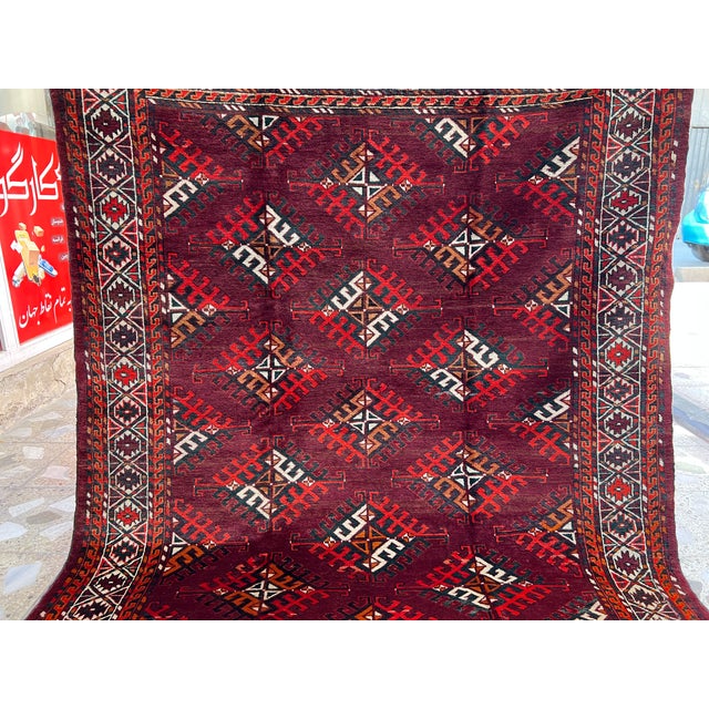 1970s High-Quality Hand-Knotted Turkmen Yomut Wool Area Rug - 4'6" X 6'1" For Sale - Image 5 of 14
