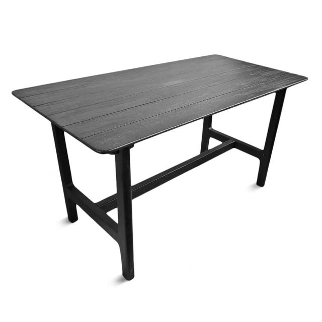 Outdoor Indoor Black Teak Counter Table For Sale - Image 4 of 11