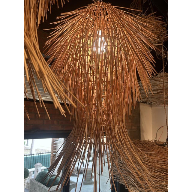 Pair of Decorative French Rattan Pendant Lights For Sale - Image 12 of 12