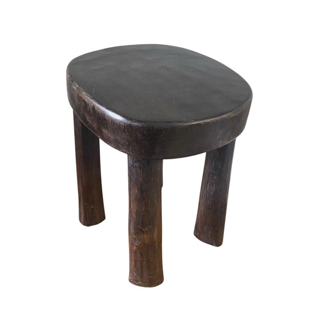 1980s African Vintage Carved Wood Milk Stool Hehe Gogo People Tanzania 10.5" H For Sale - Image 5 of 7