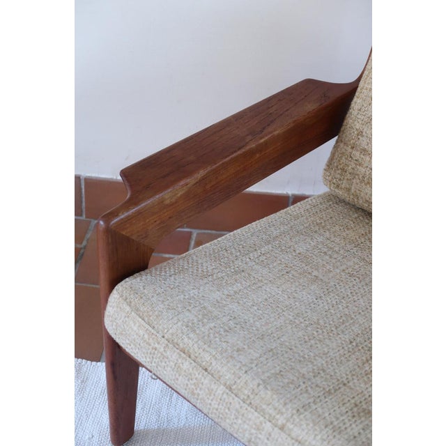 1960s Scandinavian Teak Lounge Chair with Slatted Back, 1960s For Sale - Image 5 of 12