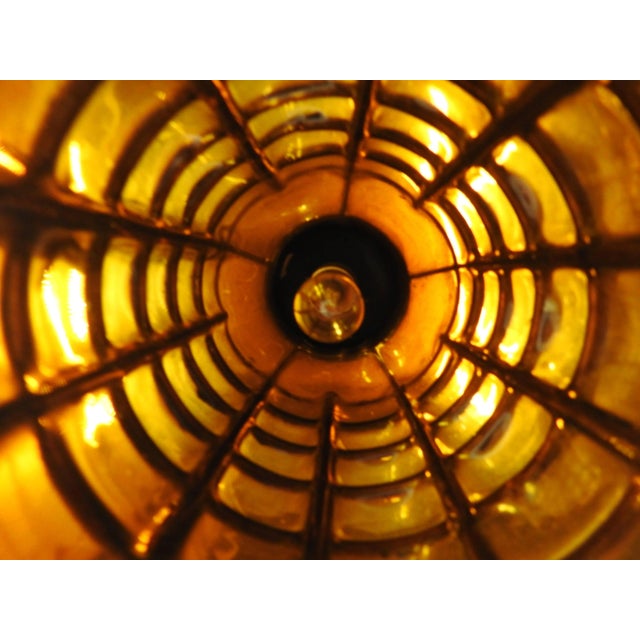 Industrial Hanging Amber Bubble Glass Pendant For Sale - Image 9 of 10