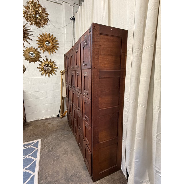 Early 20th Century Antique Belgian Oak File Cabinet, 25 Drawers, Hubert Degee-Fabry, c.1920 – Modular 5-Tower Set For Sale - Image 5 of 12