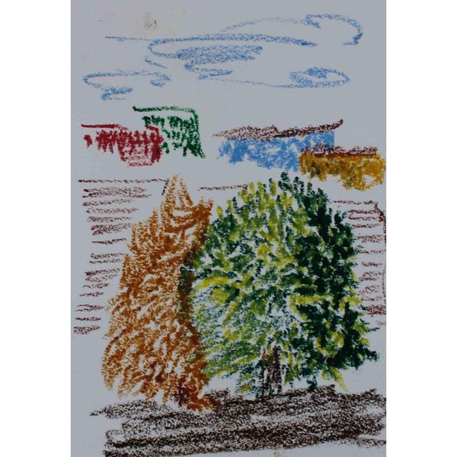 This original drawing by Alfredo Pizzi presents a vivid, expressive interpretation of natural elements, rendered with oil...