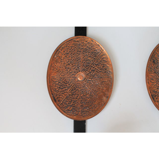 Mid 20th Century Vintage Pair of Copper and Metal Candle Wall Sconces For Sale - Image 5 of 10