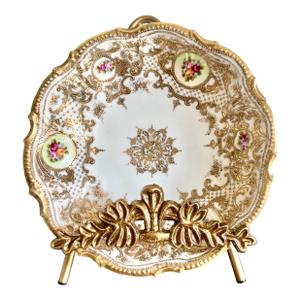 Antique Nippon Noritake Hand-Painted Moriage Gilt Bowl With Roses – Japan, Circa 1900