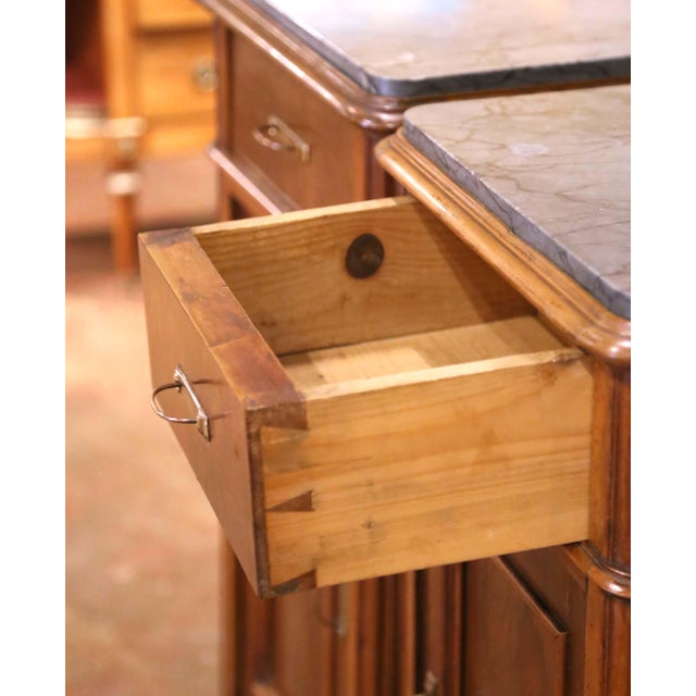 Late 19th Century Pair of 19th Century French Louis Philippe Walnut Marble-Top Bedside Cabinets For Sale - Image 5 of 9