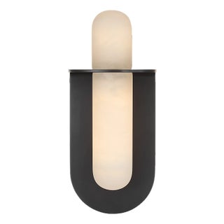 Kelly Wearstler for Visual Comfort Signature Fosse 11" Invertable Offset Oval Sconce in Bronze with Alabaster For Sale