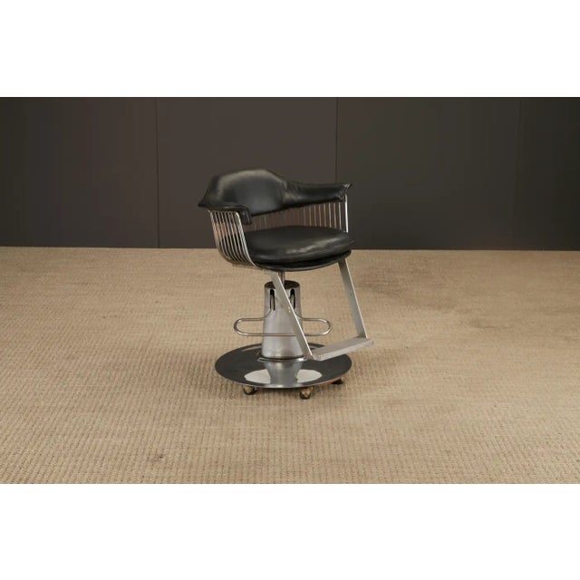 Metal Warren Platner Style Salon Barstool Chair on Hydraulic Base With Casters, 1960s For Sale - Image 7 of 17