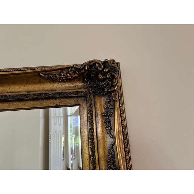 Gold Ornate Wood Gold Leaf Lacquered Mirror For Sale - Image 8 of 10