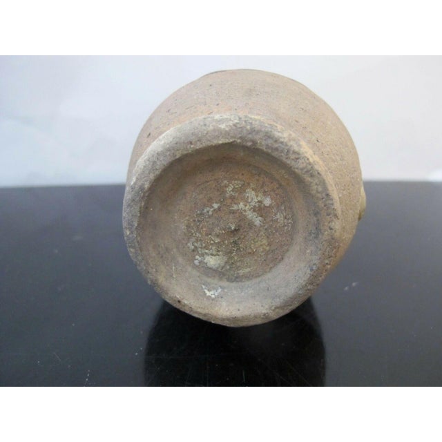 Brown Antique Thai Sawankhalok Small Pottery Bottle or Jar With 2 Handles For Sale - Image 8 of 8