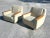 Purchased from original owners who had them reupholstered around 2012 in designer fabric. These low slung lounge chairs...
