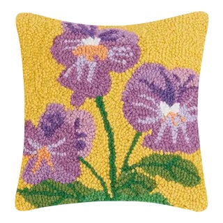 Pansies Hook Pillow, 10" x 10" For Sale