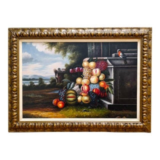 Large Scale Mid-Century Italian Neoclassical Still Life Oil Painting For Sale