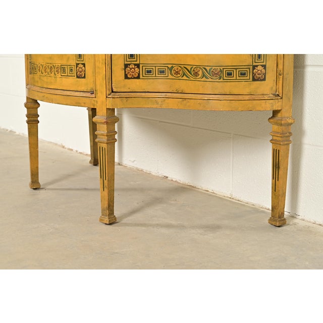 Italian Neoclassical Paint Decorated Demilune Console or Bar Cabinet For Sale - Image 10 of 14