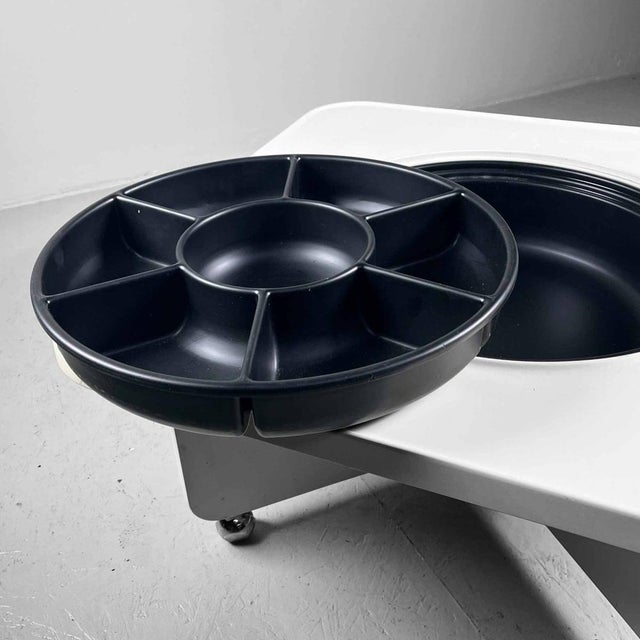 German Space Age Coffee Table with Rotating Snack Tray, 1970s For Sale - Image 10 of 18