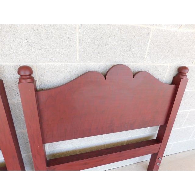 Wood Custom Shaker Primitive Style Peter Deen Hand Painted Twin Headboards- A Pair For Sale - Image 7 of 10