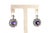 Gold Gold and Silver Earrings with Diamonds and Central Purple Stones, Set of 2 For Sale - Image 8 of 9