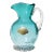 Barbini Murano Vintage Aqua Blue Gold Flecks Handle Italian Art Glass Midcentury Pitcher Flower Vase For Sale