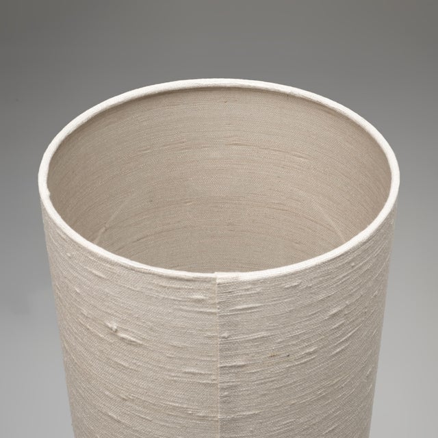 Teak and Brass Table Lamp with Silk Shade, Denmark, 1960s For Sale - Image 6 of 8