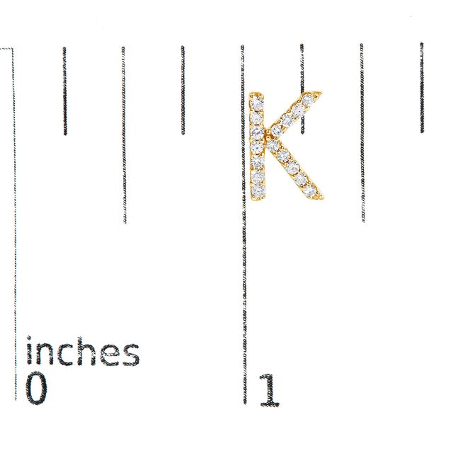 Early 21st Century 10K Yellow Gold 1/10 Cttw Diamond 'K' Initial Stud Earring For Sale - Image 5 of 5