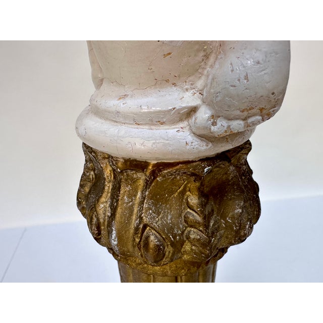 Large Antique Baroque Floor Lamp with Plaster Decor & Cherup / Putti Figure, Germany, 1920s For Sale - Image 10 of 18
