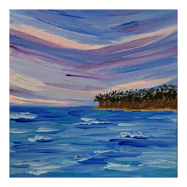 Wish You Were Here 6x6 Acrylic Painting Tropical Ocean Scene Original Wall Art For Sale