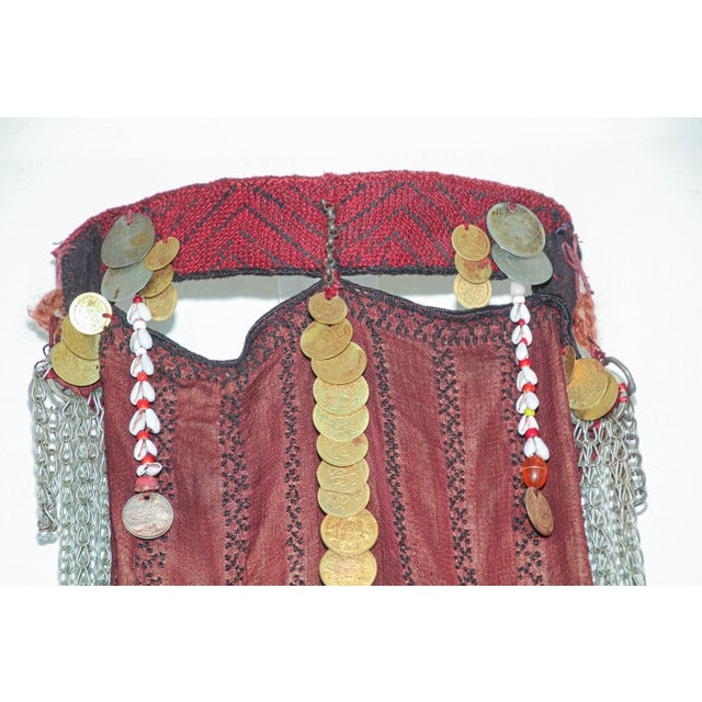 Mid 20th Century Islamic Face Veil, Egyptian Bedouin Desert Garment Nikab Framed Collectible For Sale - Image 5 of 17