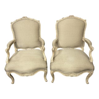 1960’s Interior Crafts Polychromed Louis XV Fauteuils (Pair) For Sale