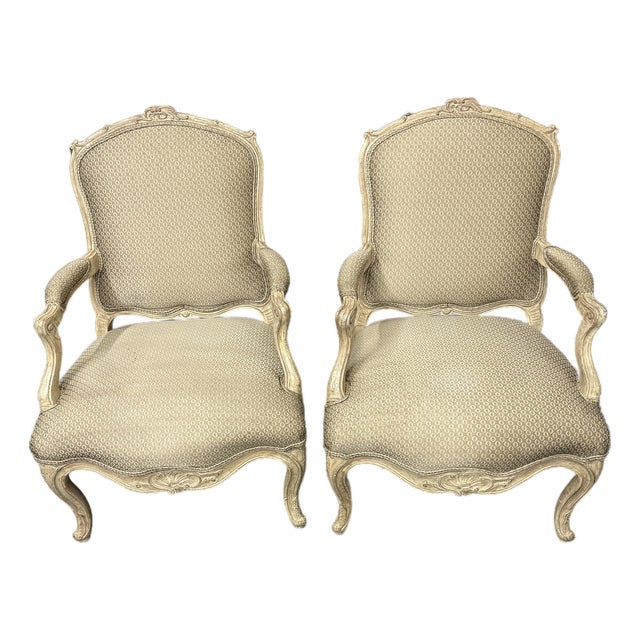 1960’s Interior Crafts Polychromed Louis XV Fauteuils (Pair) For Sale