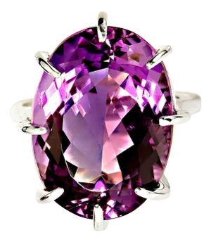 Sparkling Oval Amethyst in Sterling Silver 8 Prong Ring February Birthstone