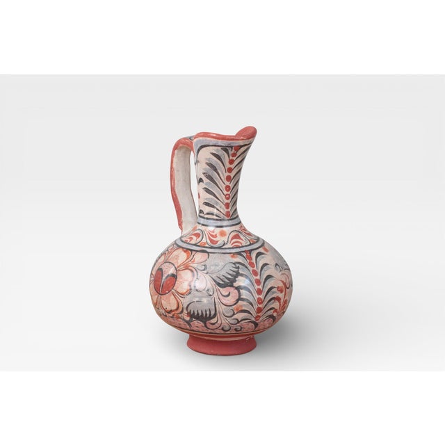 1970s Mexican Tonalá Pottery Pitcher With Haindpainted Floral Motifs For Sale - Image 12 of 15