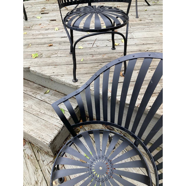 Metal Mid 20th Century Francois Carre Fan Back Garden Chairs - A Pair, Attributed For Sale - Image 7 of 11