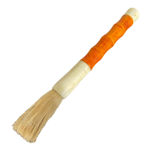 Chinoiserie Soapstone and Bone Calligraphy Brush 13.5" H